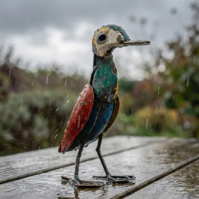 Canard - Sculpture métal recyclé animaux jardin - sous la pluie