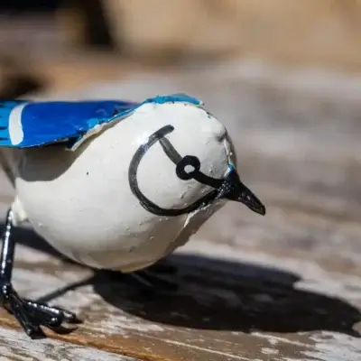 Geai bleu - Sculpture en métal recyclé & récup - oiseau - 2