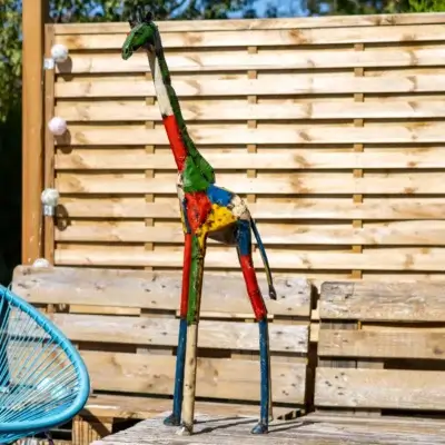 Girafe Coloré - Sculpture animaux en métal recyclé - 1