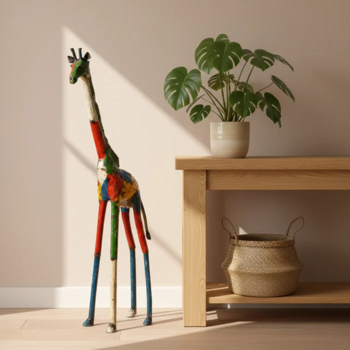 Girafe – sculpture animaux en métal recyclé – statue jardin - interieur