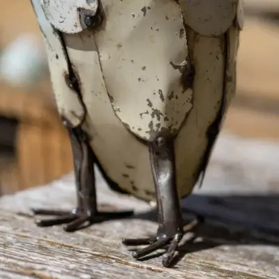 Hibou blanc - Sculpture oiseau métal recyclé - 3