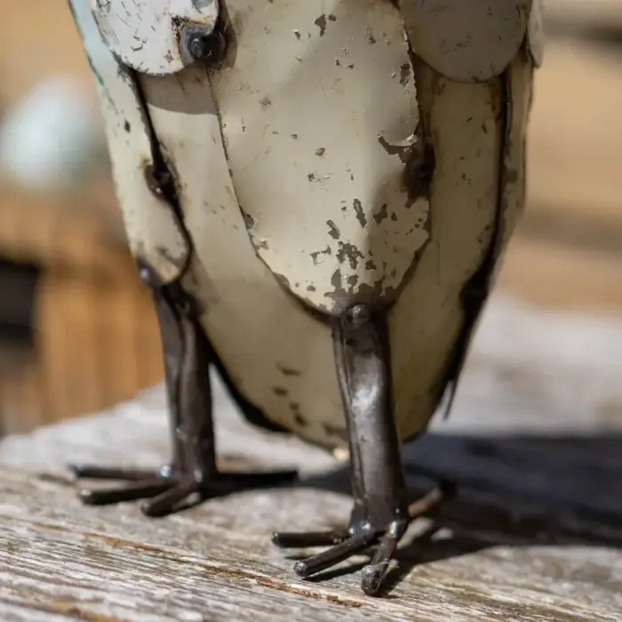 Hibou blanc - Sculpture oiseau métal recyclé - 3