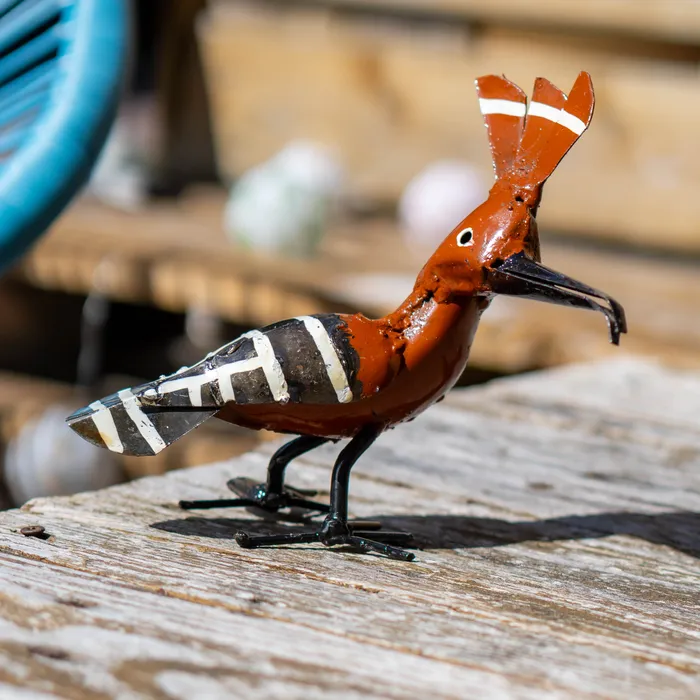 Huppe - Sculpture oiseau métal recyclé pour jardin - 1