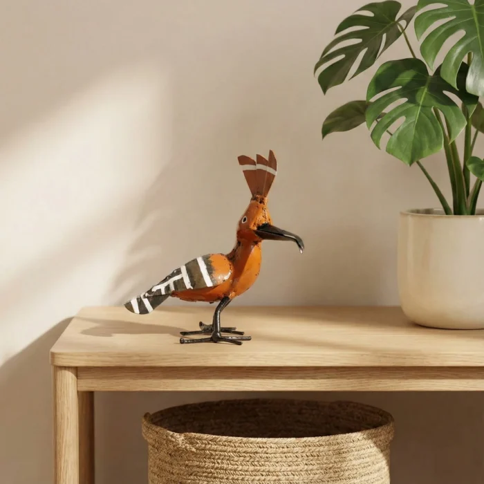 Huppe - Sculpture oiseau métal recyclé pour jardin - Interieur
