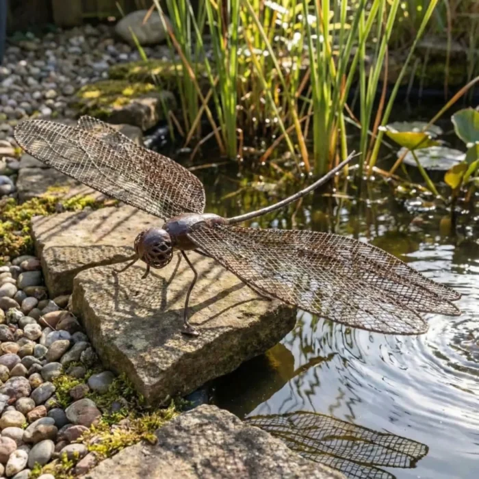 Libellule - Sculpture mural en métal recyclé & récup - lac