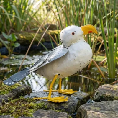 Mouette - Animaux en métal recyclé - sculpture oiseau - lac