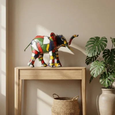 Sculpture Éléphant XXL- statue animaux métal recyclé - interieur