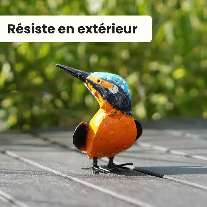 Sculpture Martin-Pêcheur en métal qui résiste en extérieur
