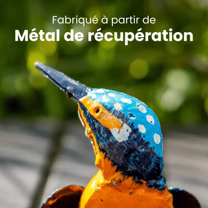 Sculpture Martin-Pêcheur - zoom sur la tête