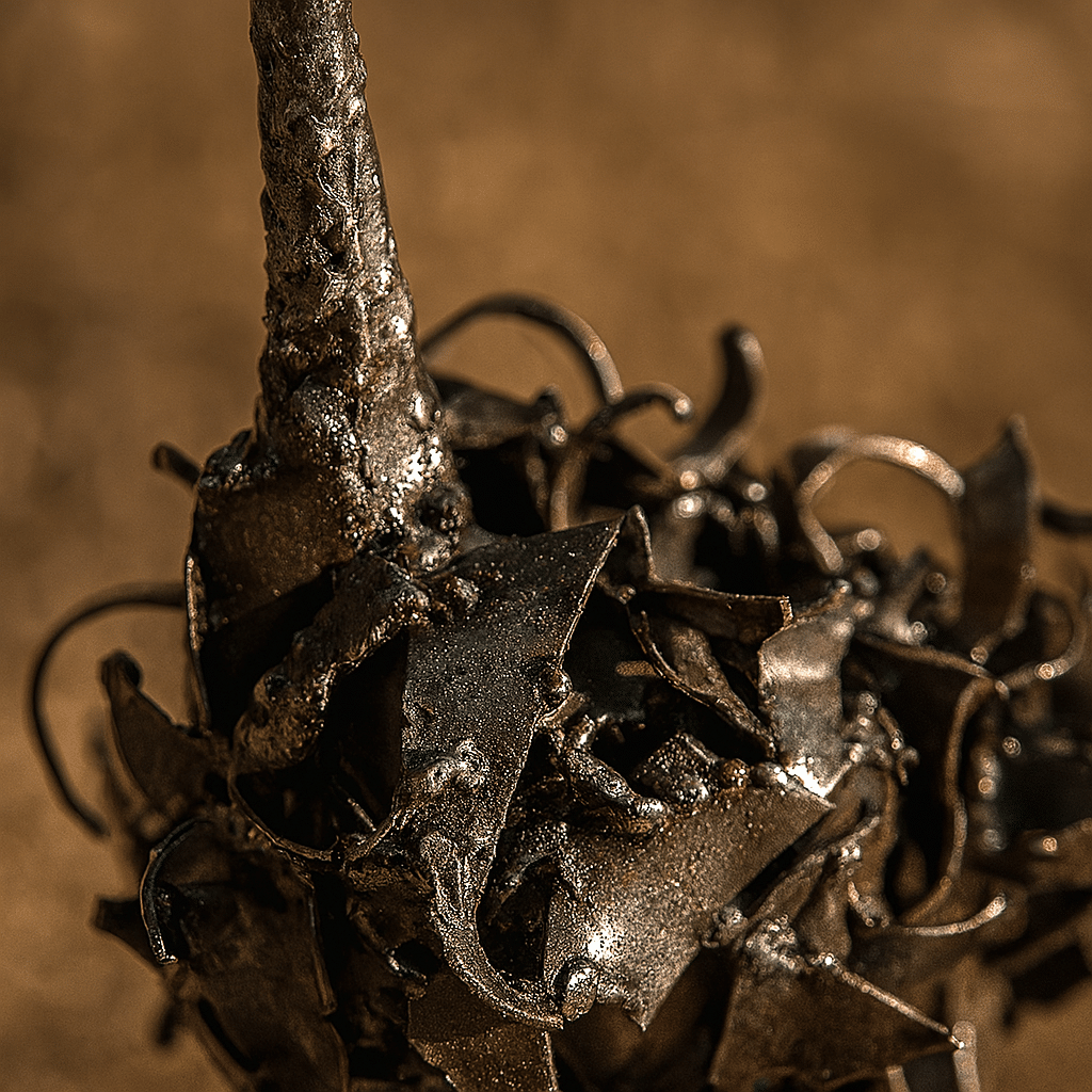 Sculpture d'autruche en métal recyclé - détails