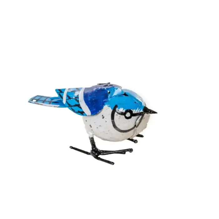 Sculpture geai bleu en métal recycle - photo