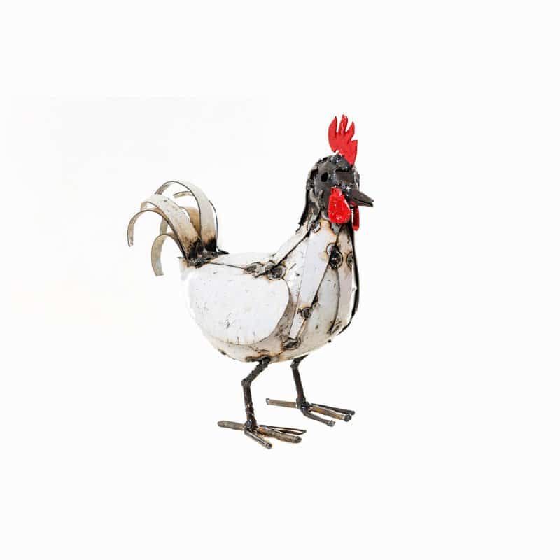 Sculpture petit coq en métal de récupération