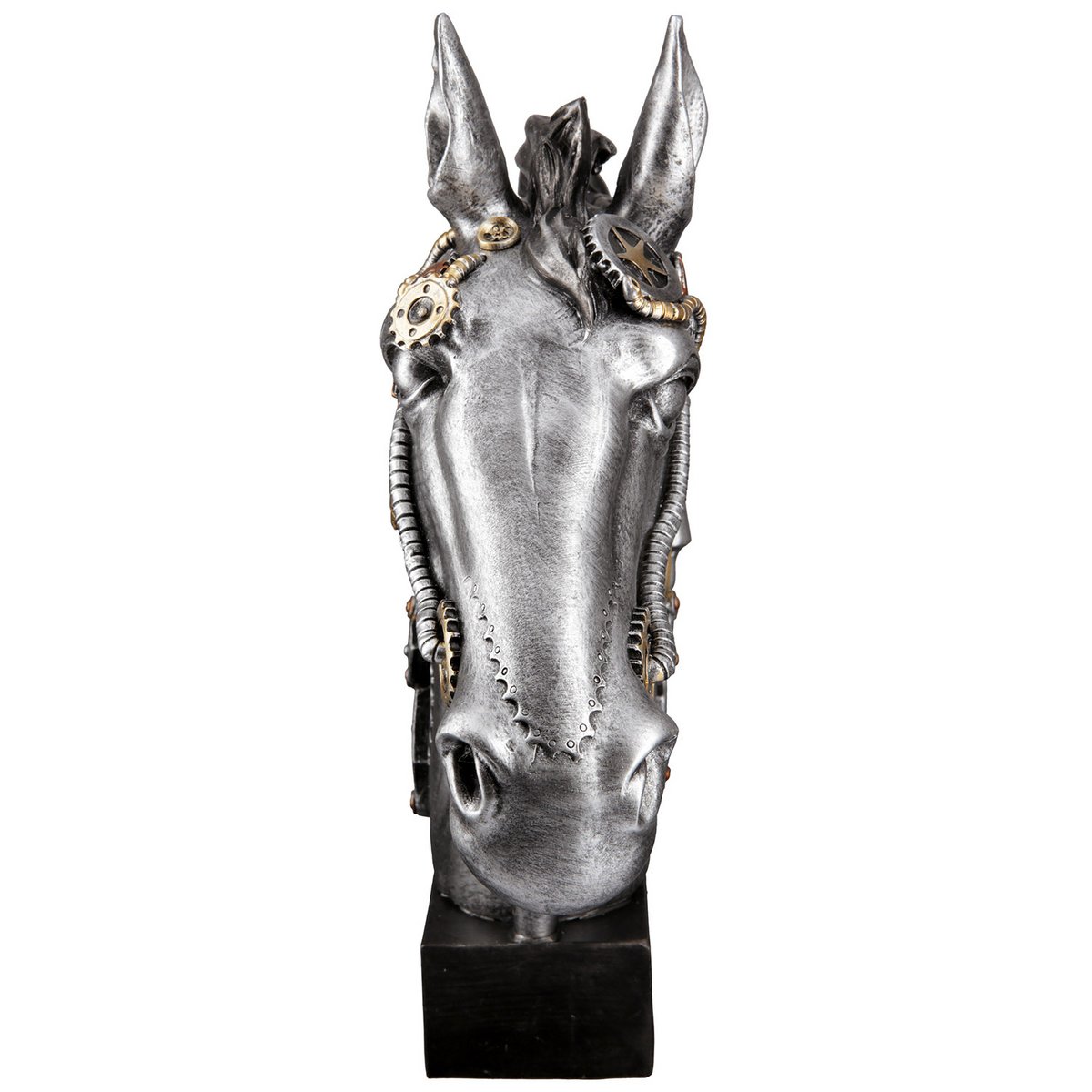 Sculpture steampunk tête de cheval vu de face