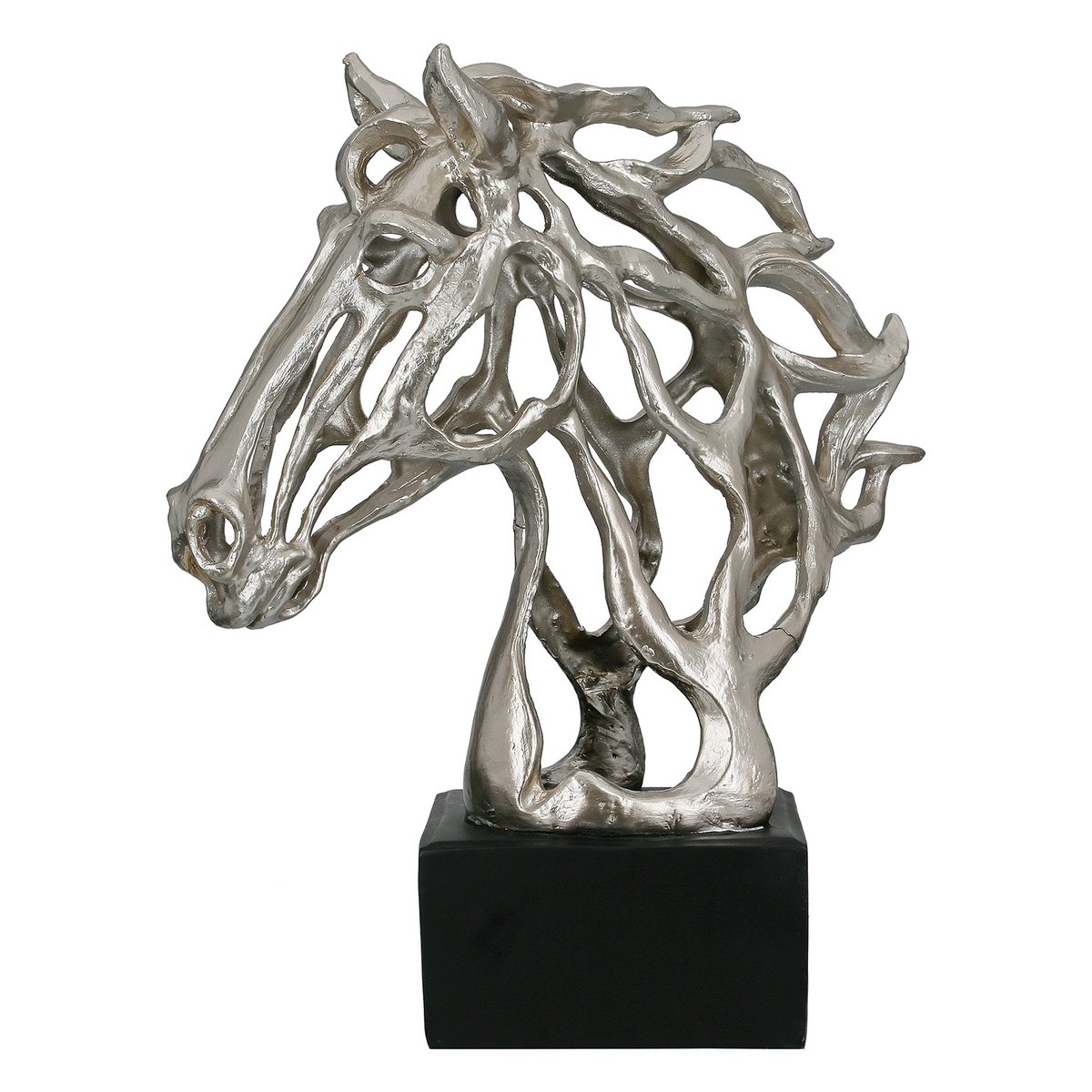 Sculpture tête de cheval argentée - 2