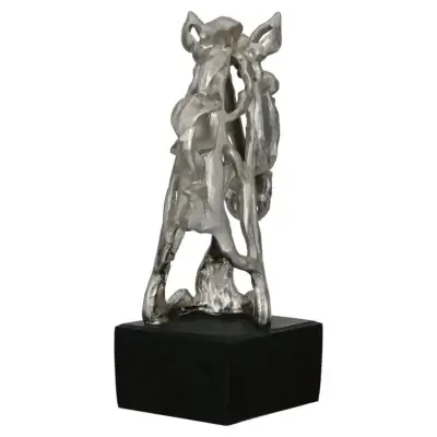 Sculpture tête de cheval argentée