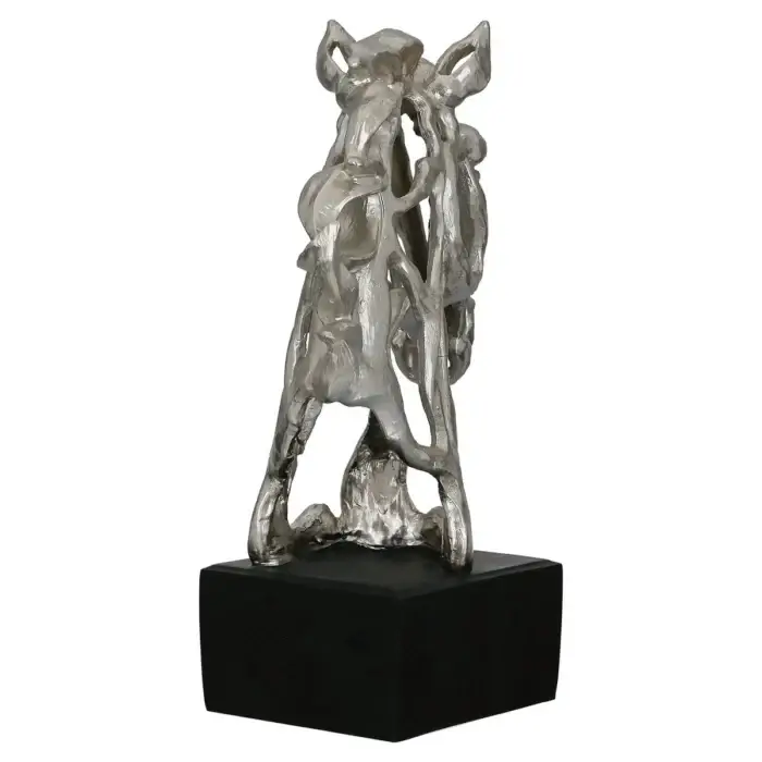 Sculpture tête de cheval argentée