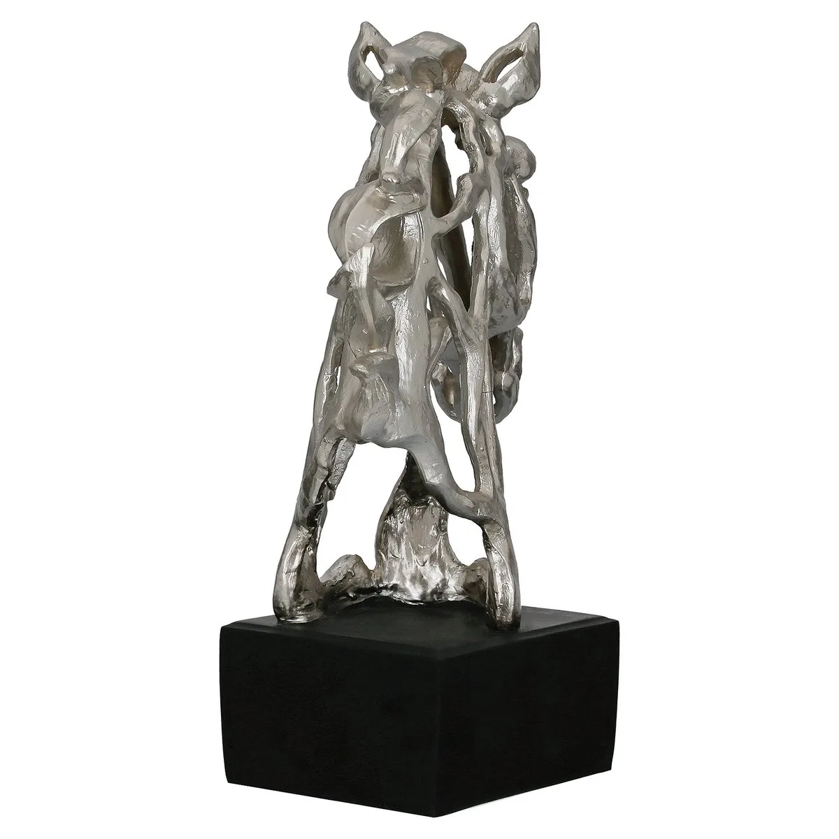 Sculpture tête de cheval argentée
