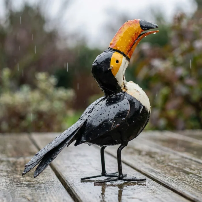 Toucan - Sculpture métallique récupération - oiseau - sous la pluie
