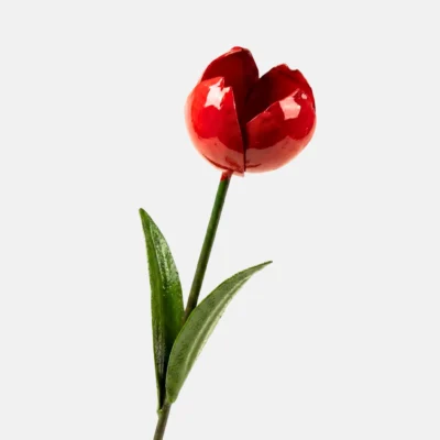Tulipe - Fleur en fer forgé pour jardin - métal recyclé - Fond blanc 1