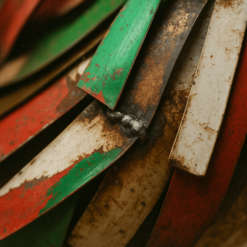 Zoom sur le métal recyclé vert et rouge