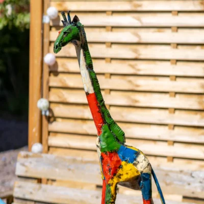 Girafe Coloré - Sculpture animaux en métal recyclé - 4