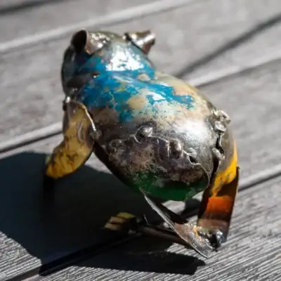 Grenouille - Sculpture métal recyclé animaux jardin - 2