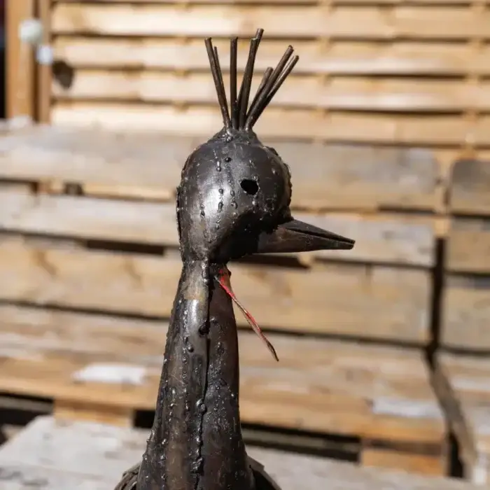 Grue couronnée - Sculpture métal recyclé animaux - 2