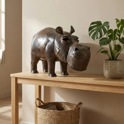 Statue Hippopotame - Sculpture XXL en métal pour jardin - interieur