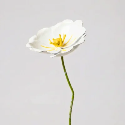Coquelicot blanc - Fleur en fer forgé - Décoration jardin en métal - Fond blanc 1