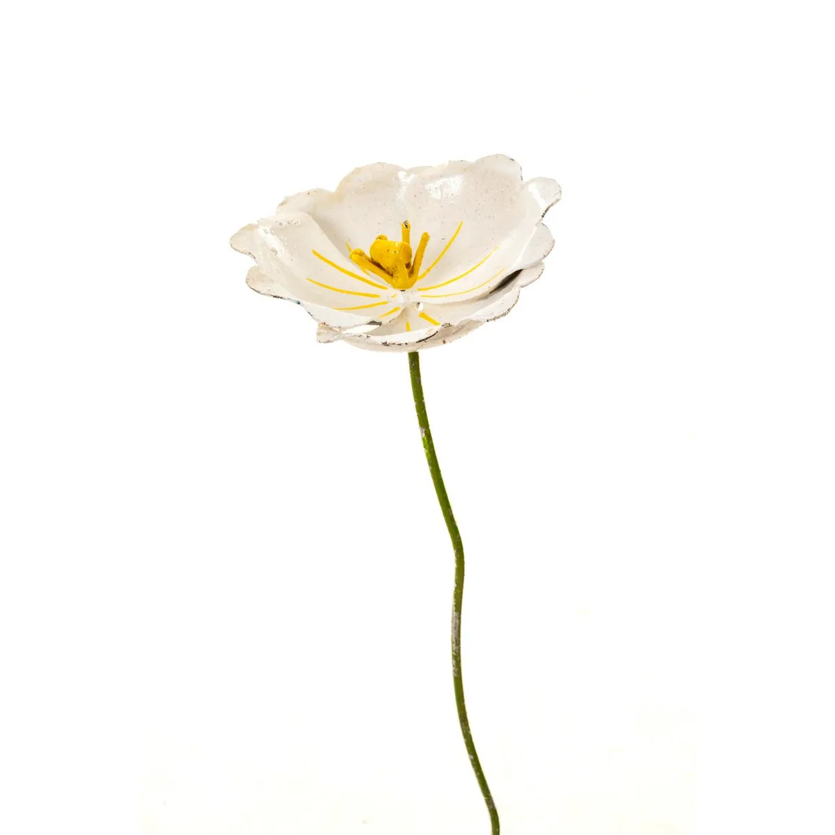 Coquelicot blanc - fleur en fer forgé pour jardin - 2
