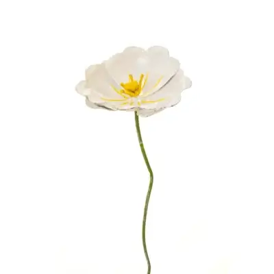 Coquelicot blanc - fleur en fer forgé pour jardin