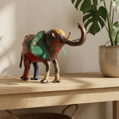 Éléphant coloré – sculpture animaux métallique récupération - Interieur