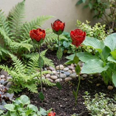 Rose - Fleur en fer forgé pour jardin - Décoration en métal recyclé - a 3