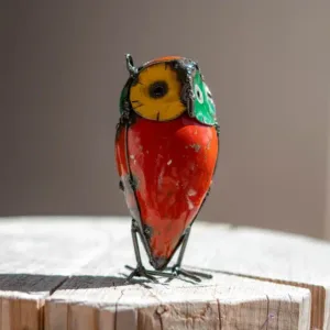Sculpture chouette (13cm) en métal de récupération - statue fer forgé - 1
