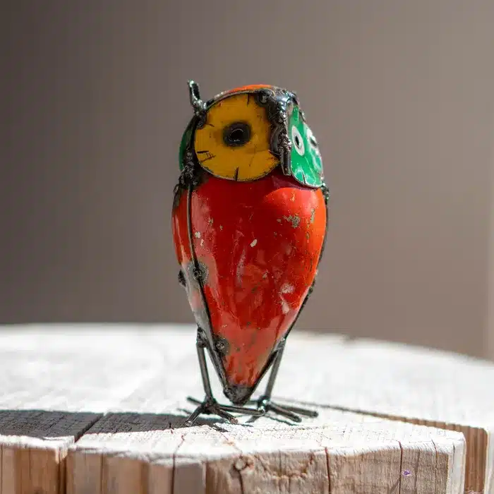 Sculpture chouette (13cm) en métal de récupération - statue fer forgé - 1