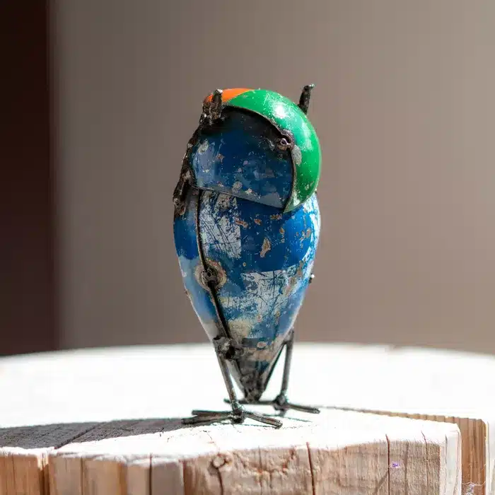 Sculpture chouette (13cm) en métal de récupération - statue fer forgé - 4
