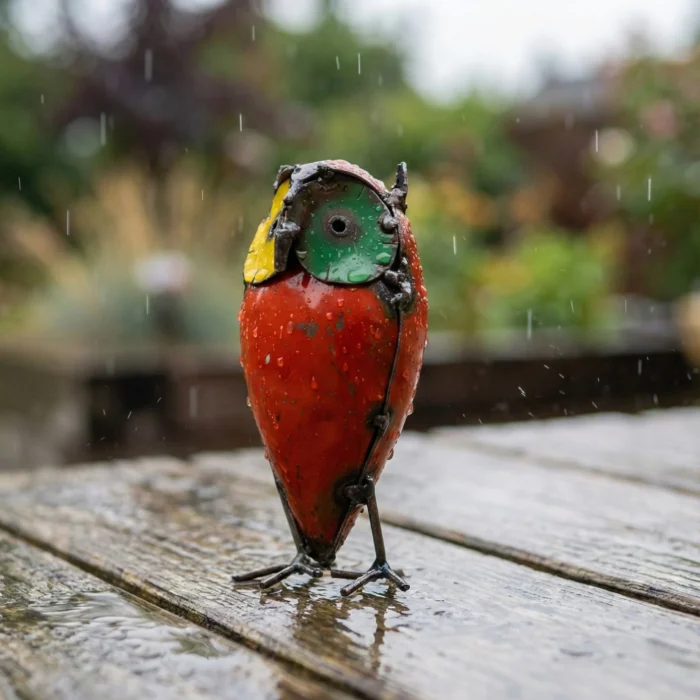 Sculpture chouette en métal de récupération - statue fer forgé - lac