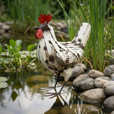 Poule - 40 cm - Sculpture animaux de la ferme - métal récupération - Lac
