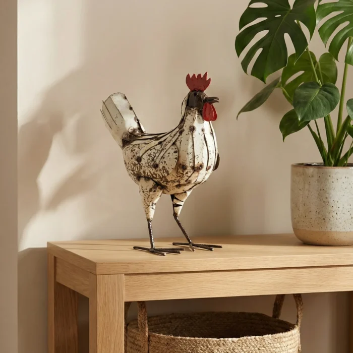 Poule - 40 cm - Sculpture animaux de la ferme - métal récupération - interieur