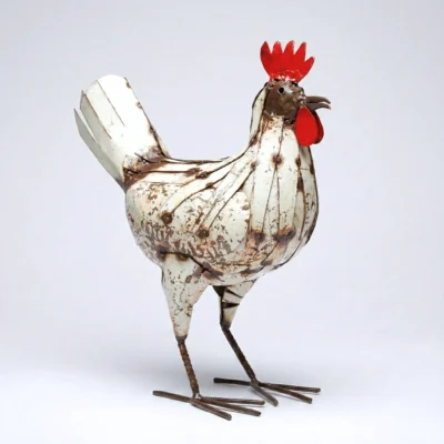 Sculpture métallique récupération - Poule