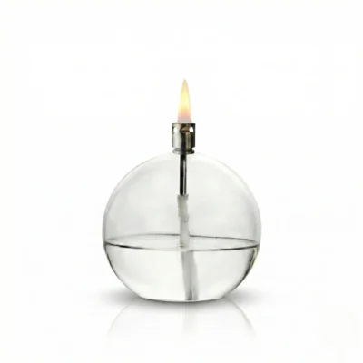 Lampe à huile ronde en verre - Fond blanc