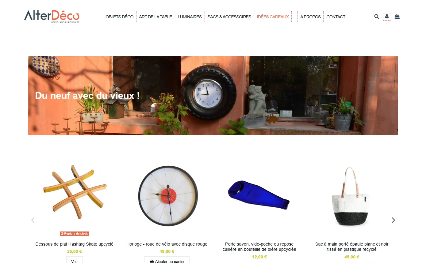 Boutique alterDeco : objets déco créés à partir de matériaux recyclés